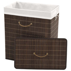 Bamboo Laundry Bin Rectangular Dark Brown, image 2