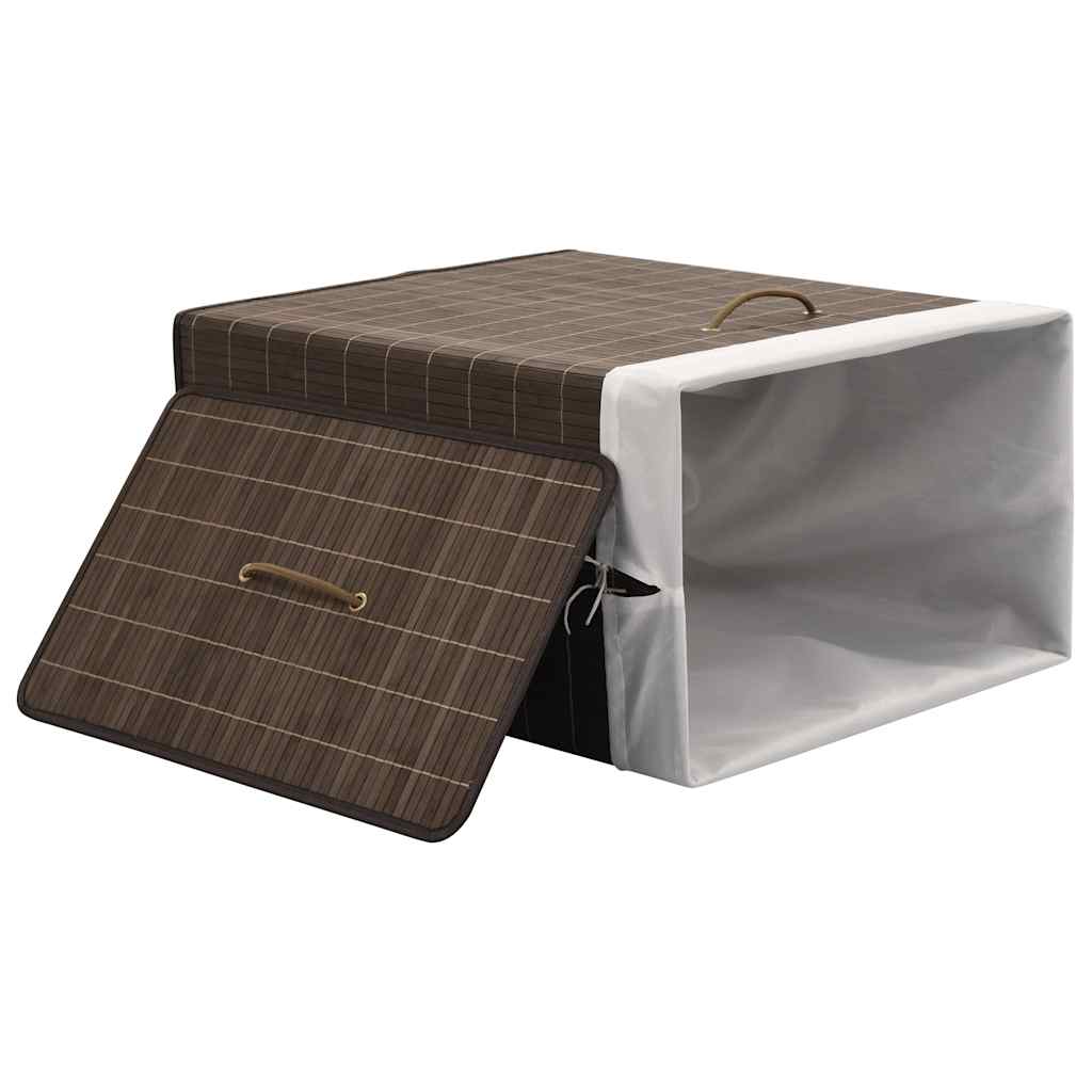 Bamboo Laundry Bin Rectangular Dark Brown, image 3