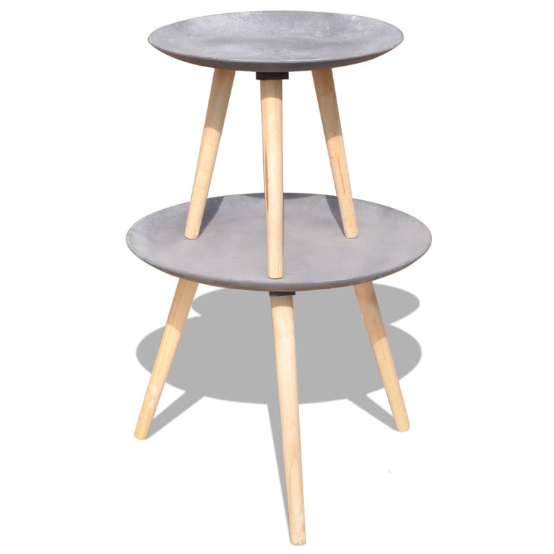 Two Piece Side Table/Coffee Table Set 55 cm&44 cm Concrete Grey