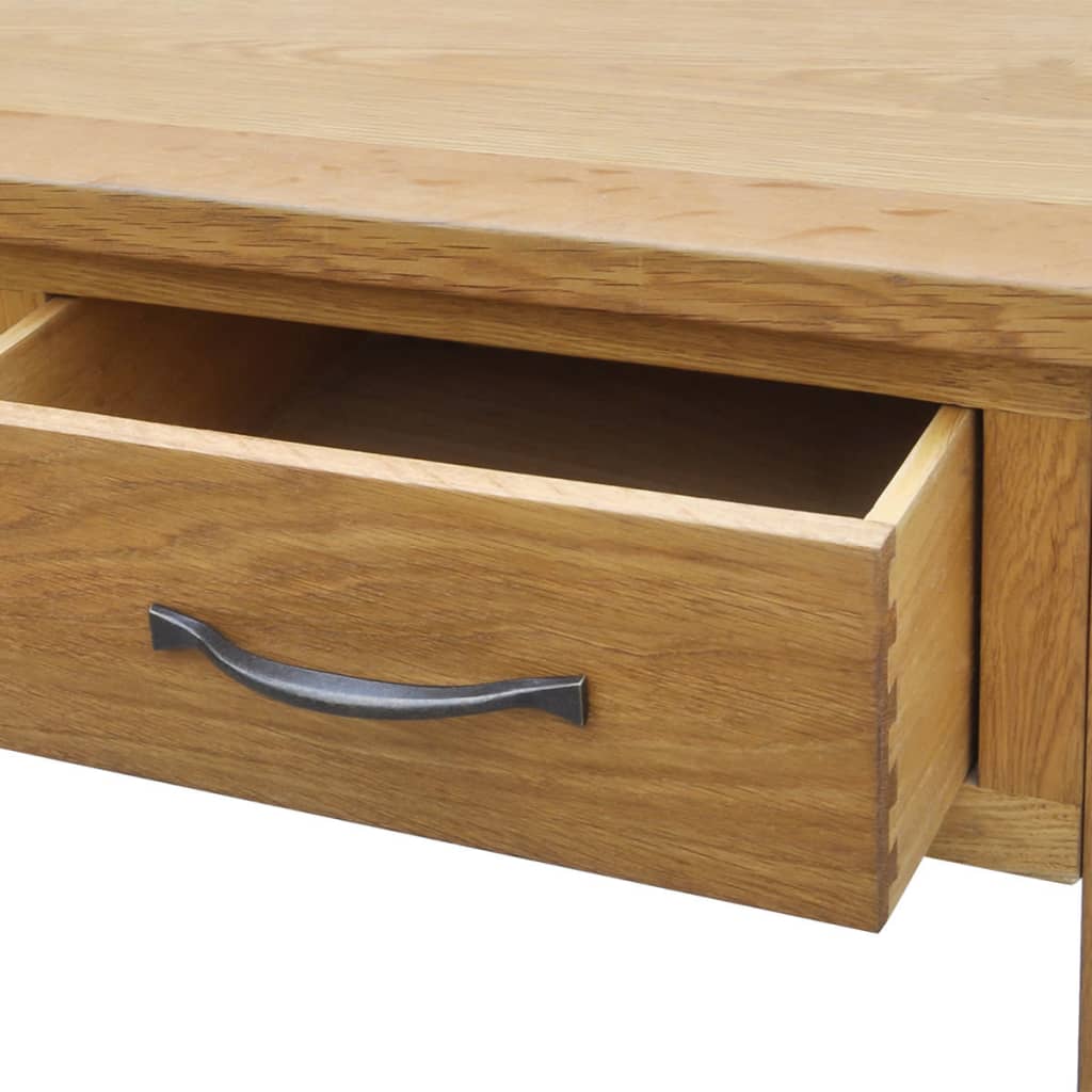vidaXL Dressing Table with Stool Solid Oak Wood 5