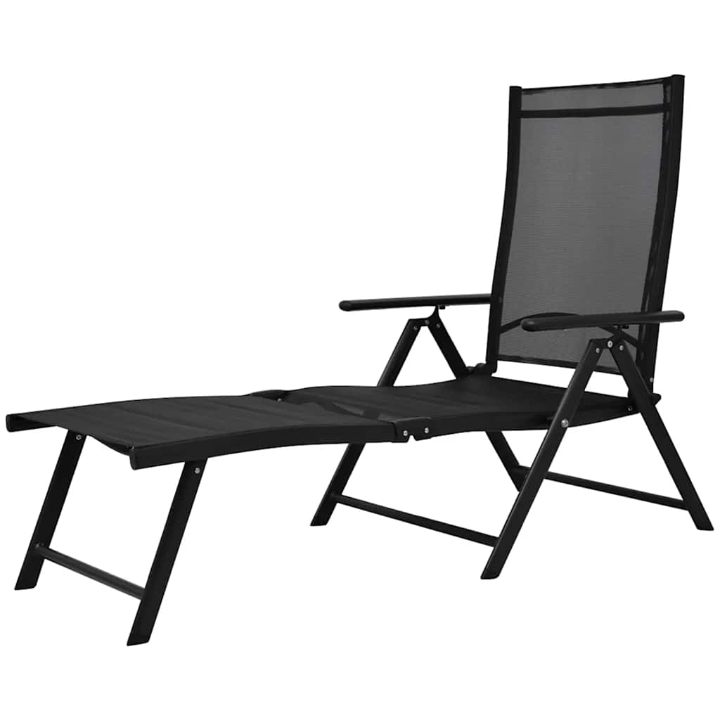 41741 vidaXL Folding Sun Lounger Aluminium Black 2