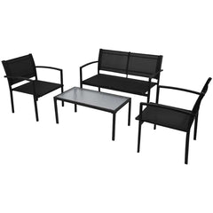 42162 vidaXL 4 Piece Garden Lounge Set Textilene Black 1