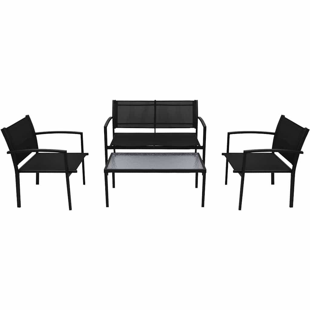 42162 vidaXL 4 Piece Garden Lounge Set Textilene Black 2