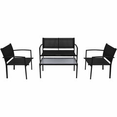 42162 vidaXL 4 Piece Garden Lounge Set Textilene Black 2