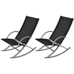 vidaXL Garden Rocking Chairs 2 pcs Steel and Textilene Black 1