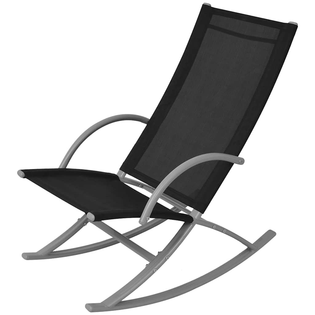 vidaXL Garden Rocking Chairs 2 pcs Steel and Textilene Black 2