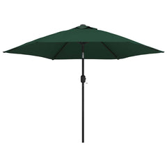 Outdoor Parasol with LED Lights and Steel Pole 300 cm Green