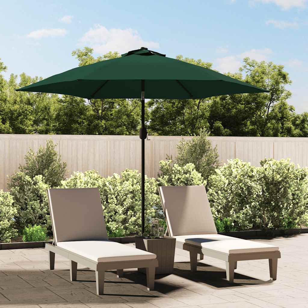 Outdoor Parasol with LED Lights and Steel Pole 300 cm Green