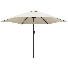Outdoor Parasol with LED Lights and Steel Pole 300 cm Sand white