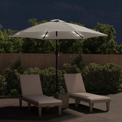 Outdoor Parasol with LED Lights and Steel Pole 300 cm Sand white