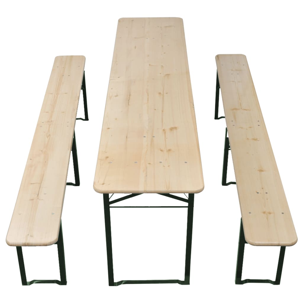 vidaXL Folding Beer Table with 2 Benches 220 cm Fir Wood 3