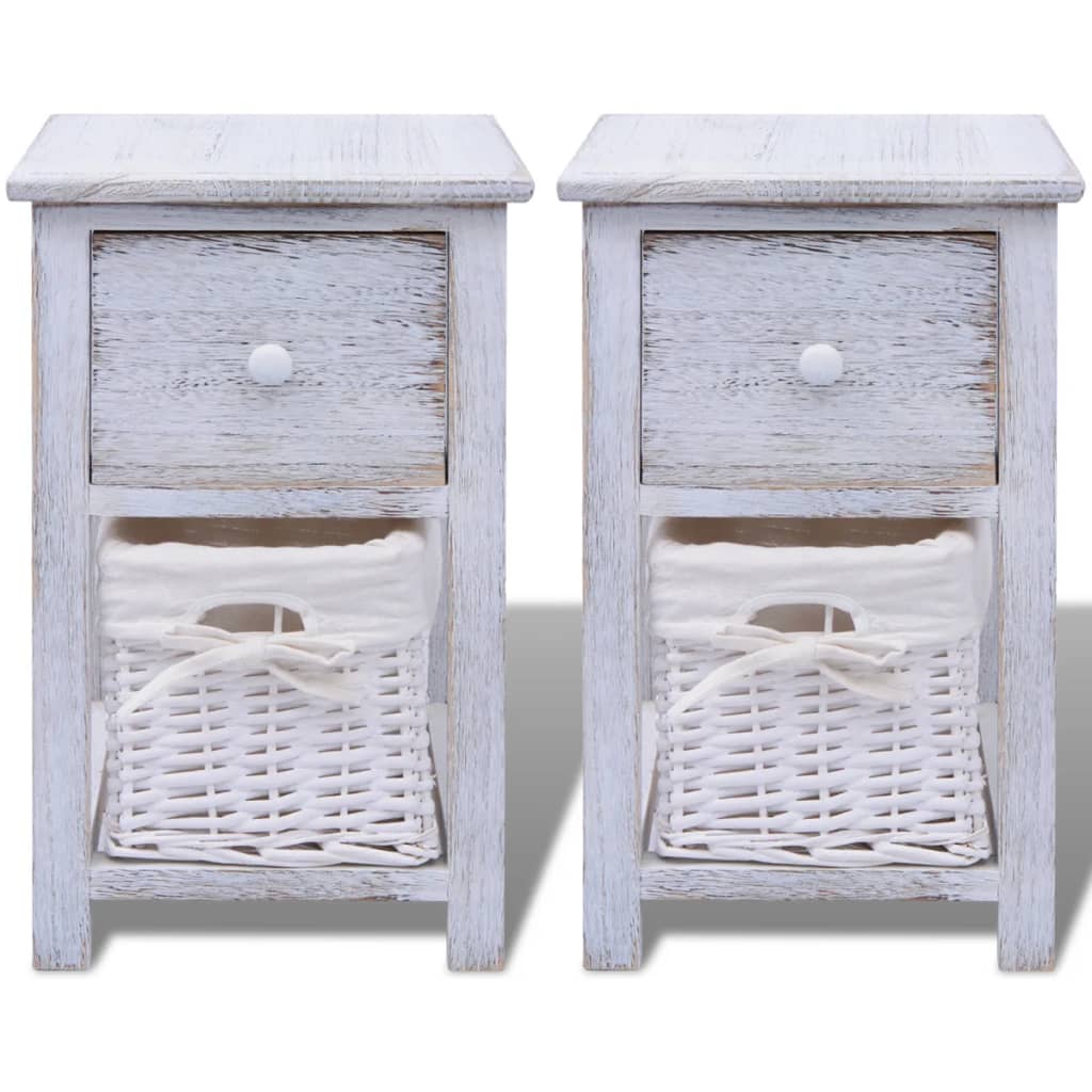 vidaXL Bedside Cabinets 2 pcs Wood White 3