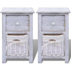 vidaXL Bedside Cabinets 2 pcs Wood White 3