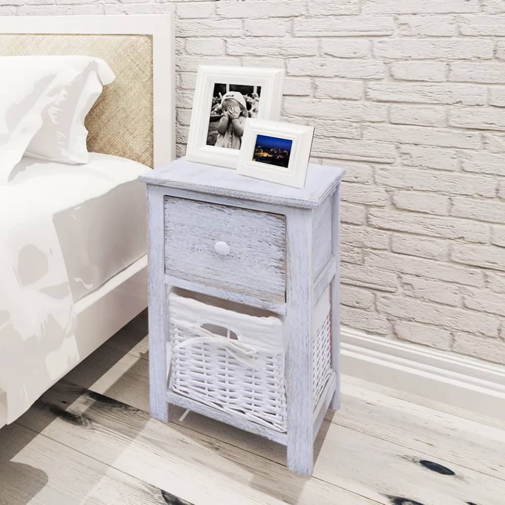 vidaXL Bedside Cabinets 2 pcs Wood White 1
