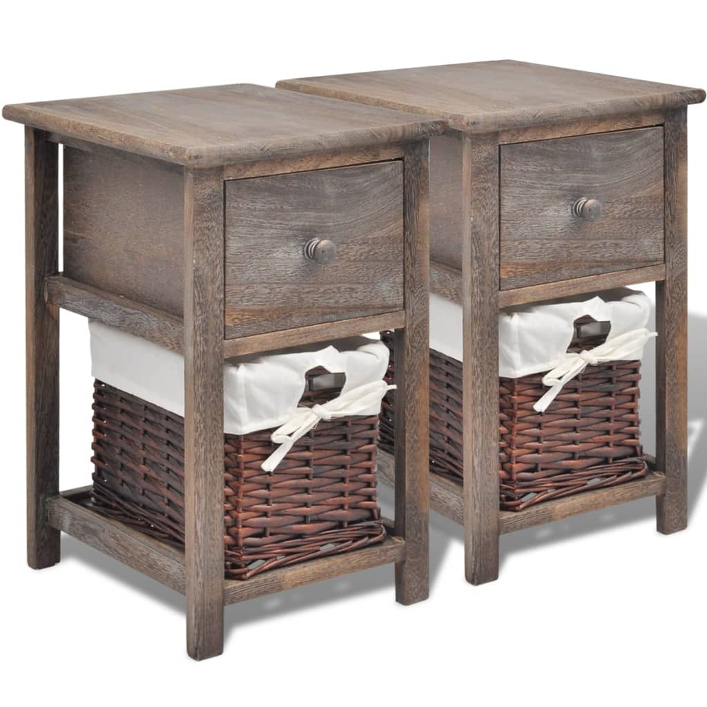 vidaXL Bedside Cabinets 2 pcs Wood Brown 2