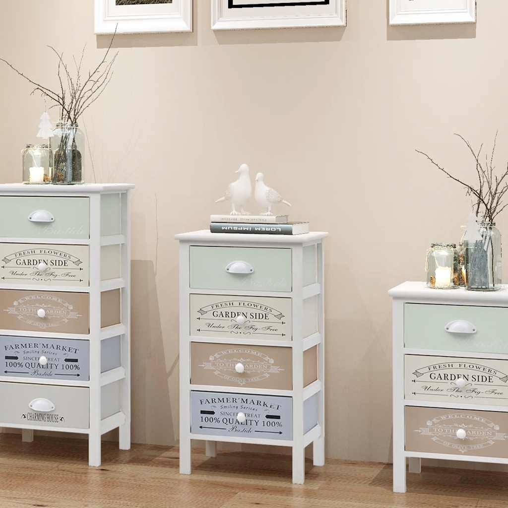 French Storage Cabinet 3 Drawers Wood