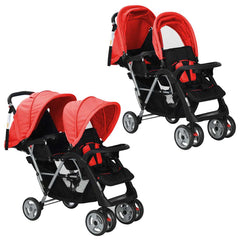 Tandem Stroller Steel and Black Red