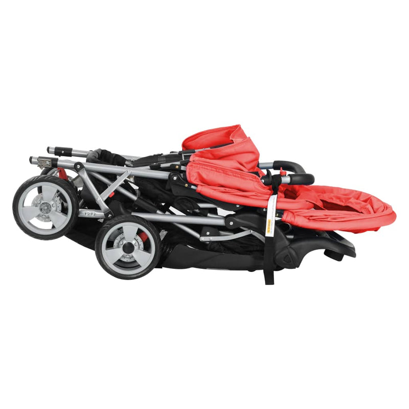 Tandem Stroller Steel Red and Black