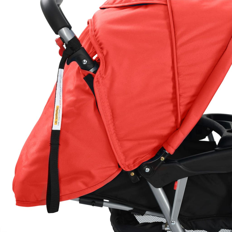 Tandem Stroller Steel Red and Black