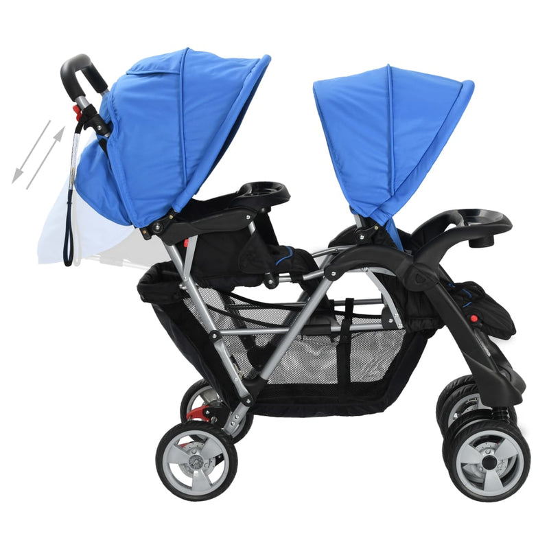 Tandem Stroller Steel Blue and Black