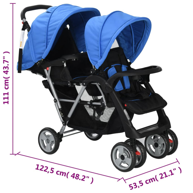 Tandem Stroller Steel Blue and Black