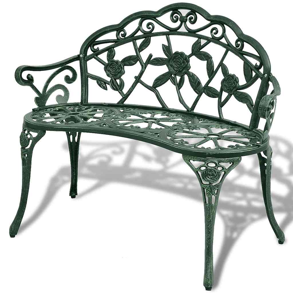 vidaXL Garden Bench 100 cm Cast Aluminium Green 1