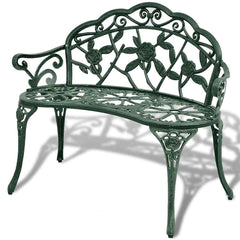 vidaXL Garden Bench 100 cm Cast Aluminium Green 1