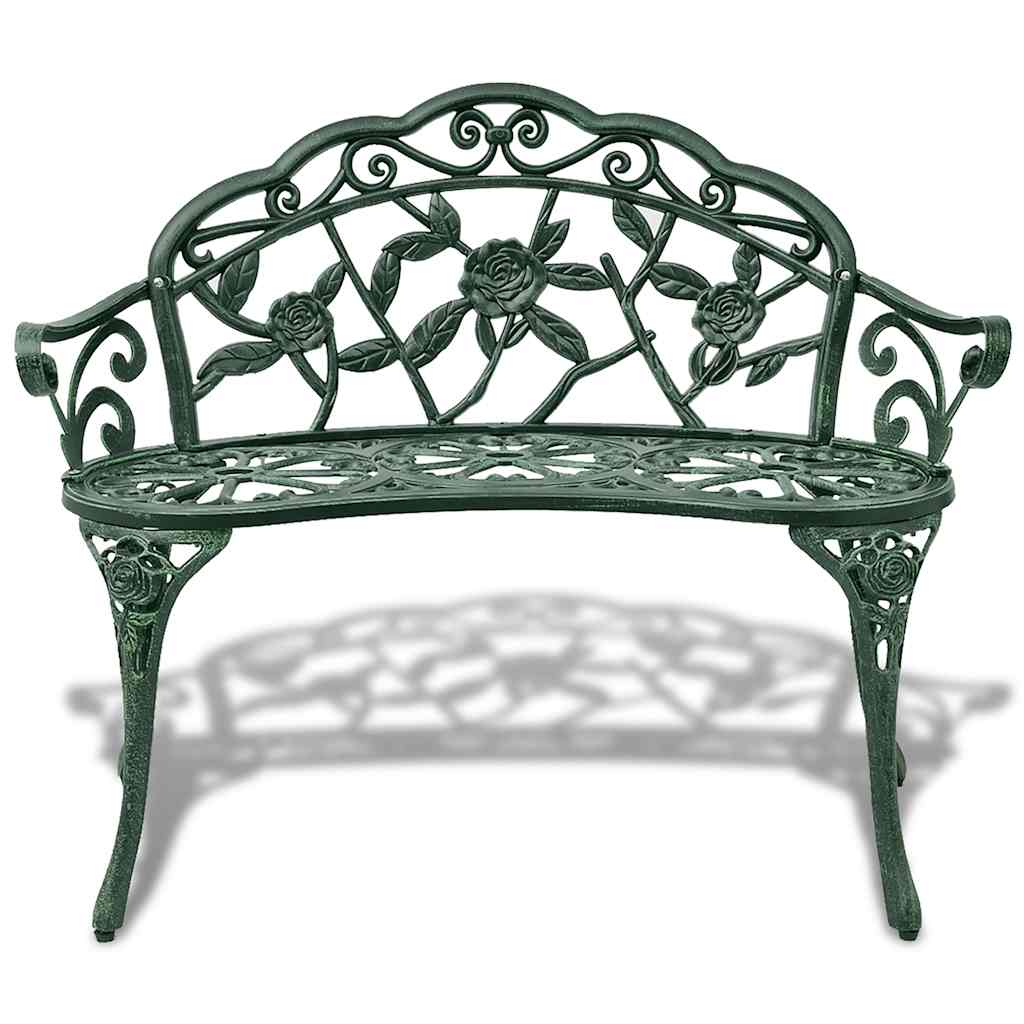 vidaXL Garden Bench 100 cm Cast Aluminium Green 2