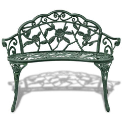vidaXL Garden Bench 100 cm Cast Aluminium Green 2