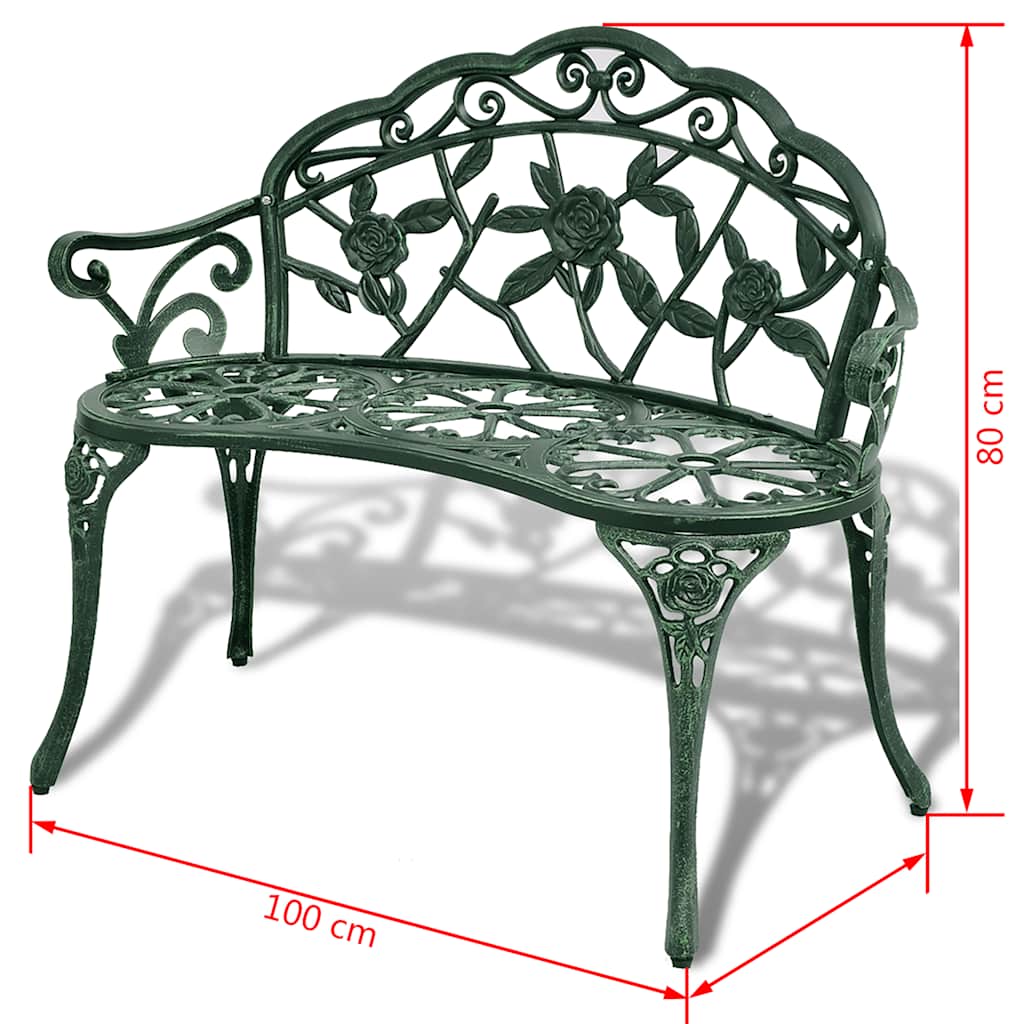 vidaXL Garden Bench 100 cm Cast Aluminium Green 4