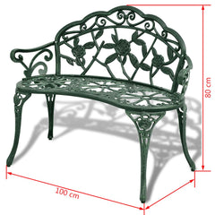 vidaXL Garden Bench 100 cm Cast Aluminium Green 4