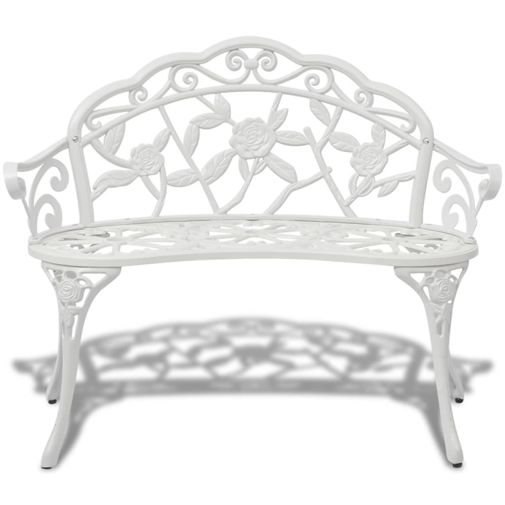 vidaXL Garden Bench 100 cm Cast Aluminium White 2