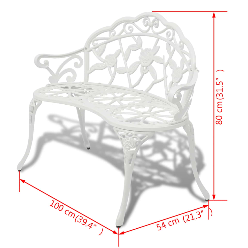 vidaXL Garden Bench 100 cm Cast Aluminium White 4