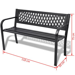 vidaXL Garden Bench 118 cm Steel Black 4