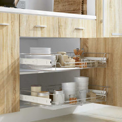 vidaXL Pull-Out Wire Baskets 2 pcs Silver 800 mm 1