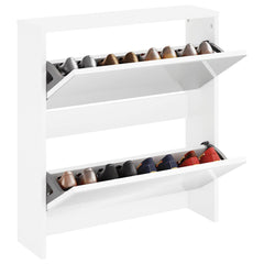 vidaXL Shoe Cabinet 2-Layer Mirror White 63x17x67 cm 3