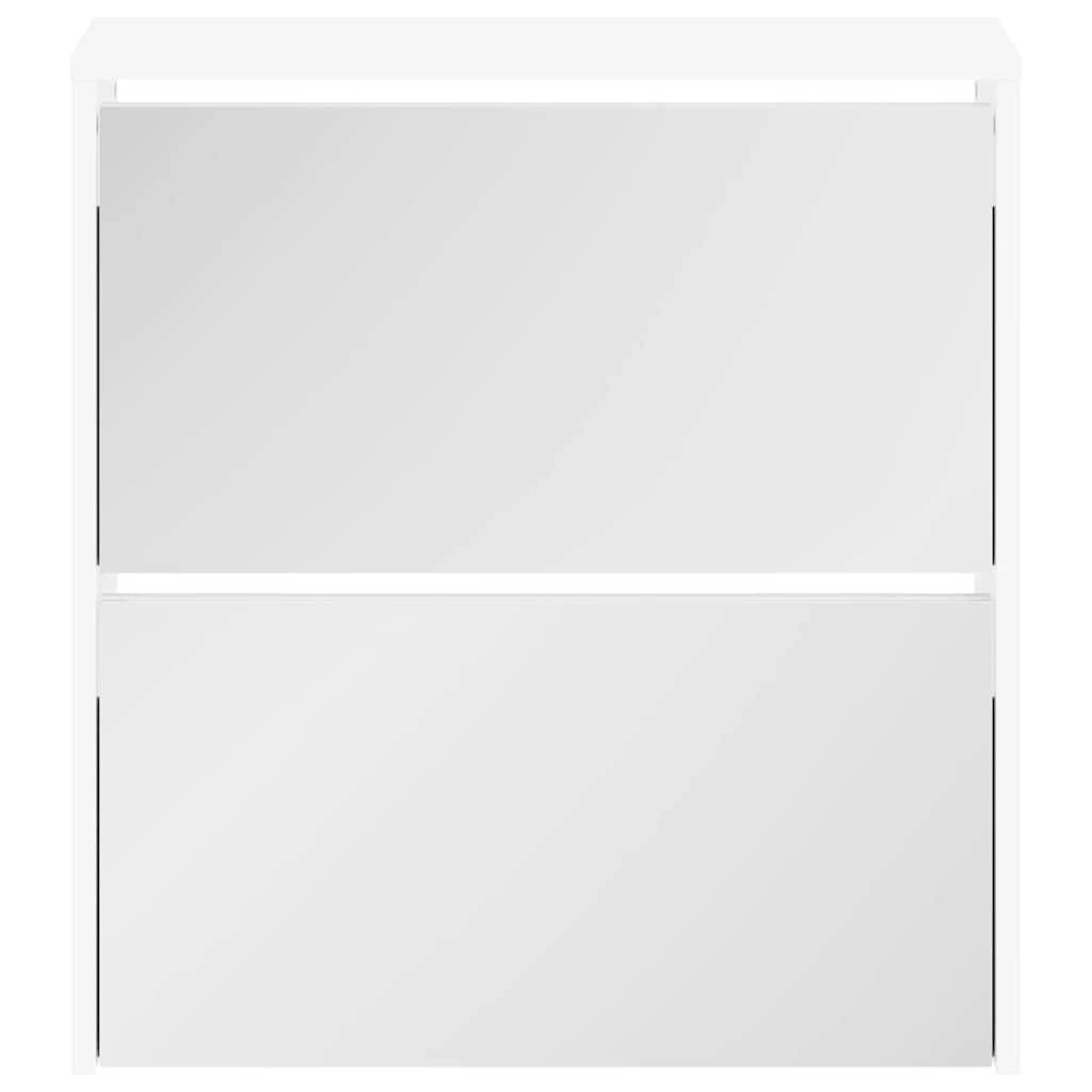 vidaXL Shoe Cabinet 2-Layer Mirror White 63x17x67 cm 4