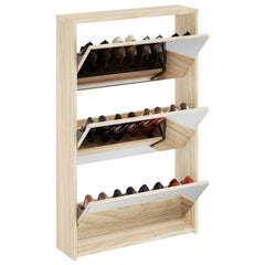 vidaXL Shoe Rack | Oak | Engineered wood, mirror | 63x17x102.5 cm | Shoe Rack 3