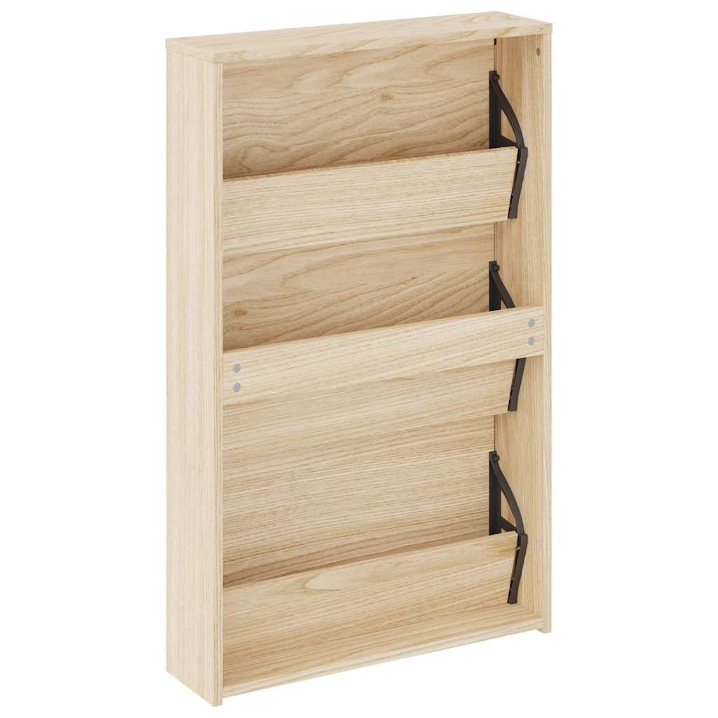 vidaXL Shoe Rack | Oak | Engineered wood, mirror | 63x17x102.5 cm | Shoe Rack 6