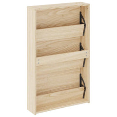 vidaXL Shoe Rack | Oak | Engineered wood, mirror | 63x17x102.5 cm | Shoe Rack 6