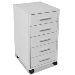 Office Drawer Unit with Castors 5 Drawers White, image 4