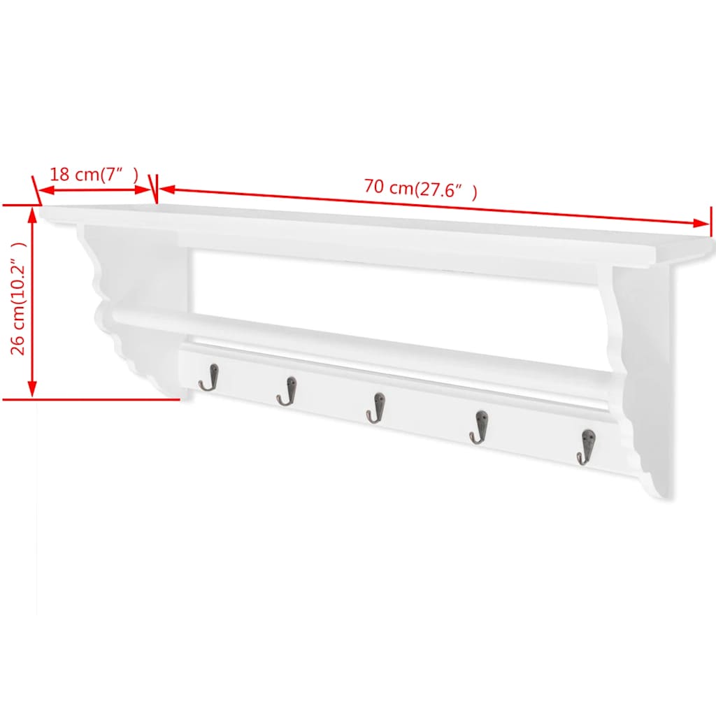 vidaXL Coat Rack | White | MDF | Medium | Coat Rack | Rectangular | Baroque 6