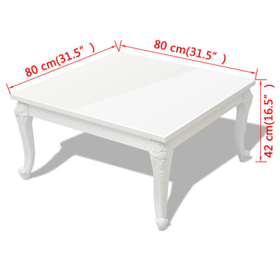 Coffee Table 80x80x42 cm High Gloss White