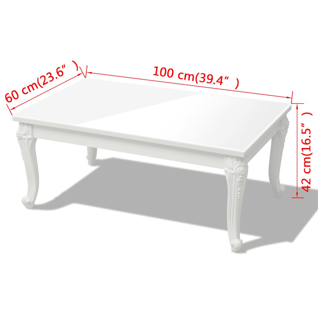 Coffee Table High Gloss White 100 cm 60 cm