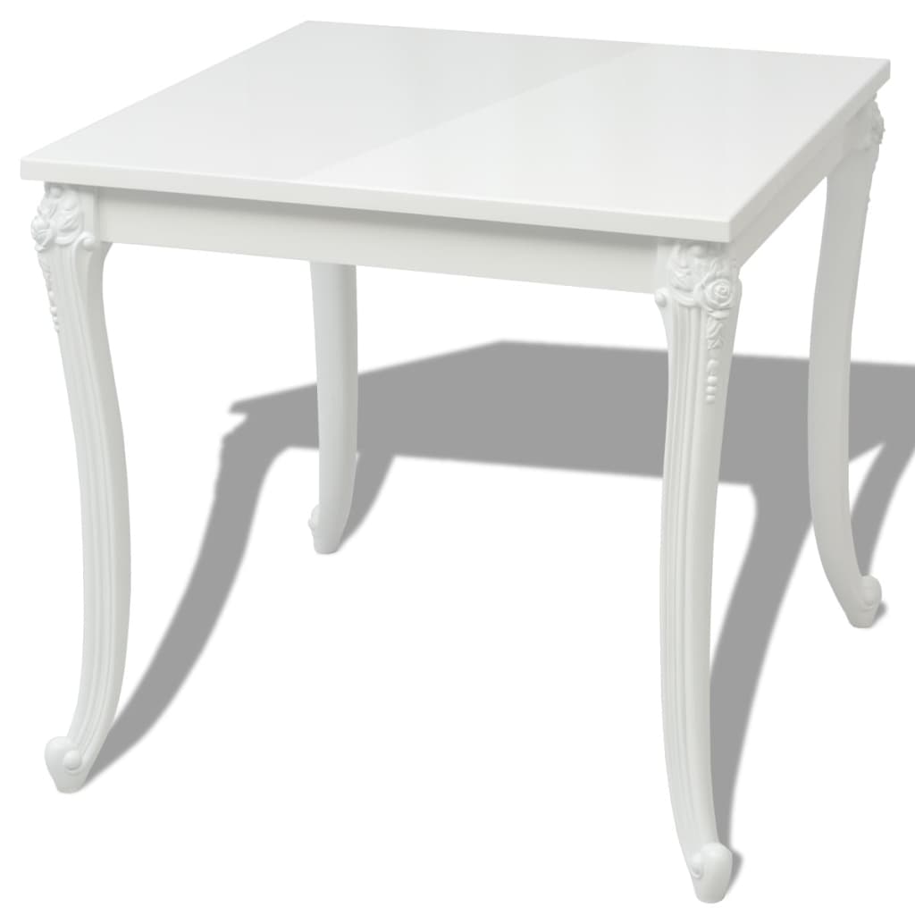 vidaXL Dining Table 80x80x76 cm High Gloss White 2
