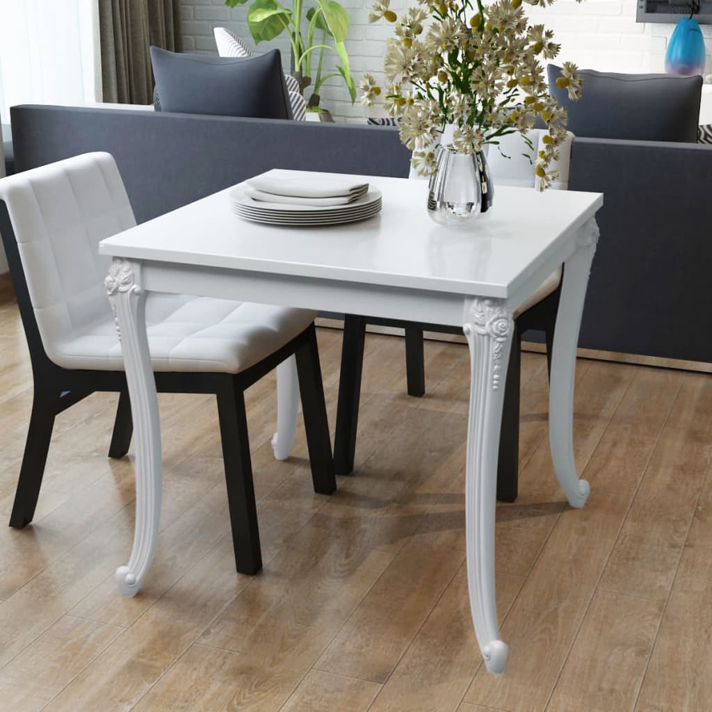 vidaXL Dining Table 80x80x76 cm High Gloss White 1