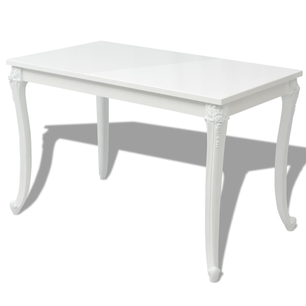 vidaXL Dining Table 116x66x76 cm High Gloss White 2