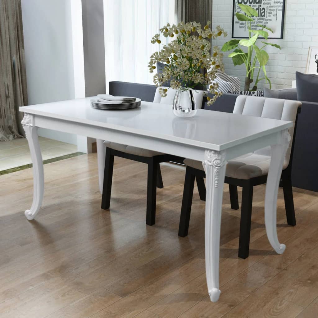vidaXL Dining Table 116x66x76 cm High Gloss White 1