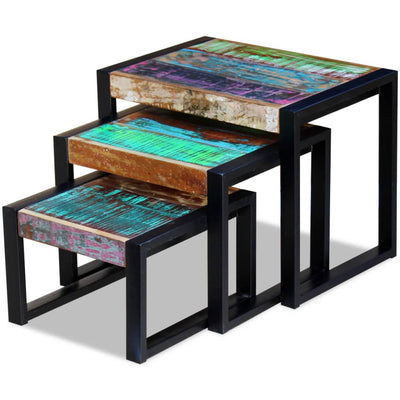 Three Piece Nesting Tables Solid Reclaimed Wood