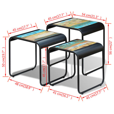 Three Piece Nesting Tables Solid Reclaimed Wood